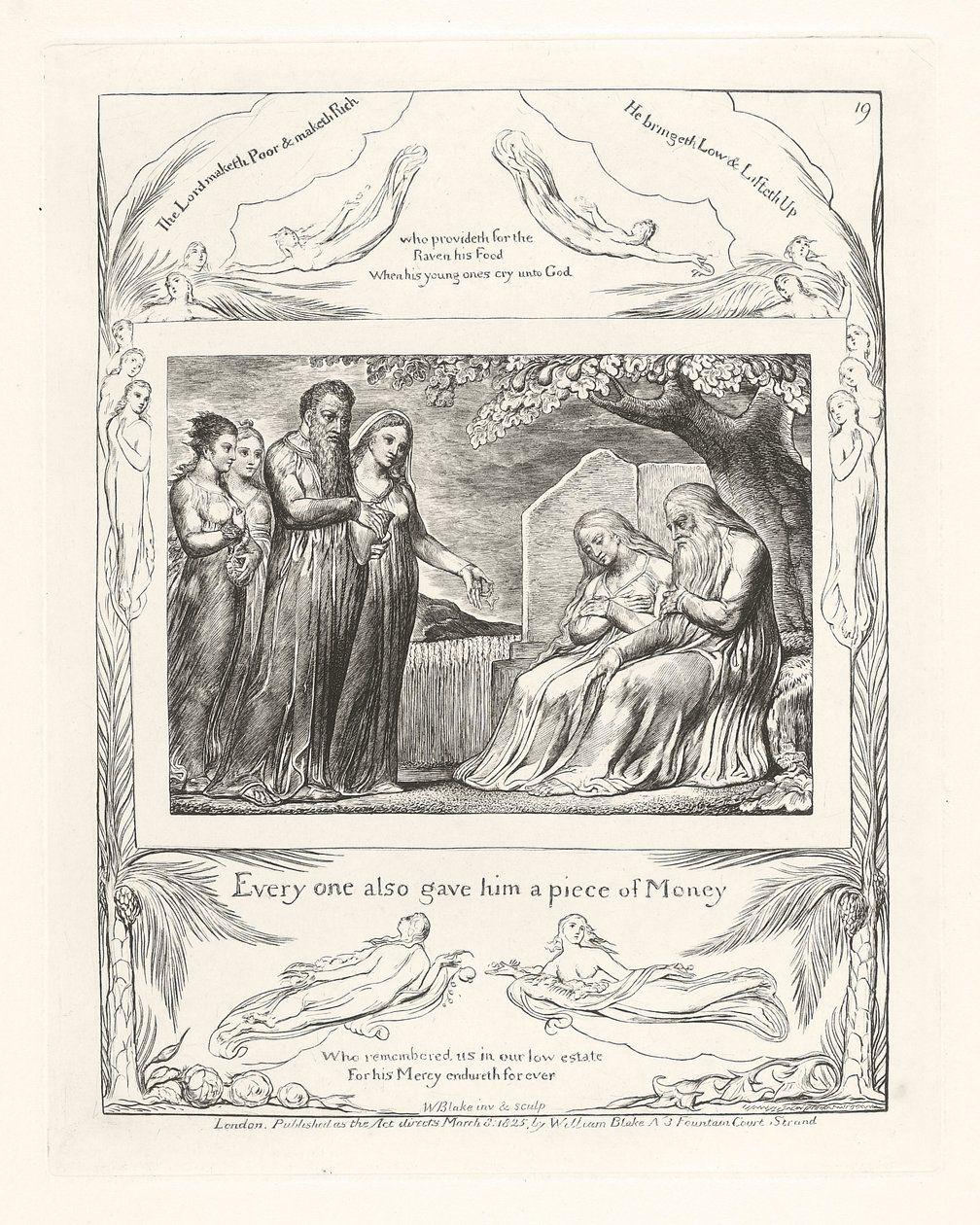 Cada uno también le dio una pieza de dinero, 1825 de William Blake