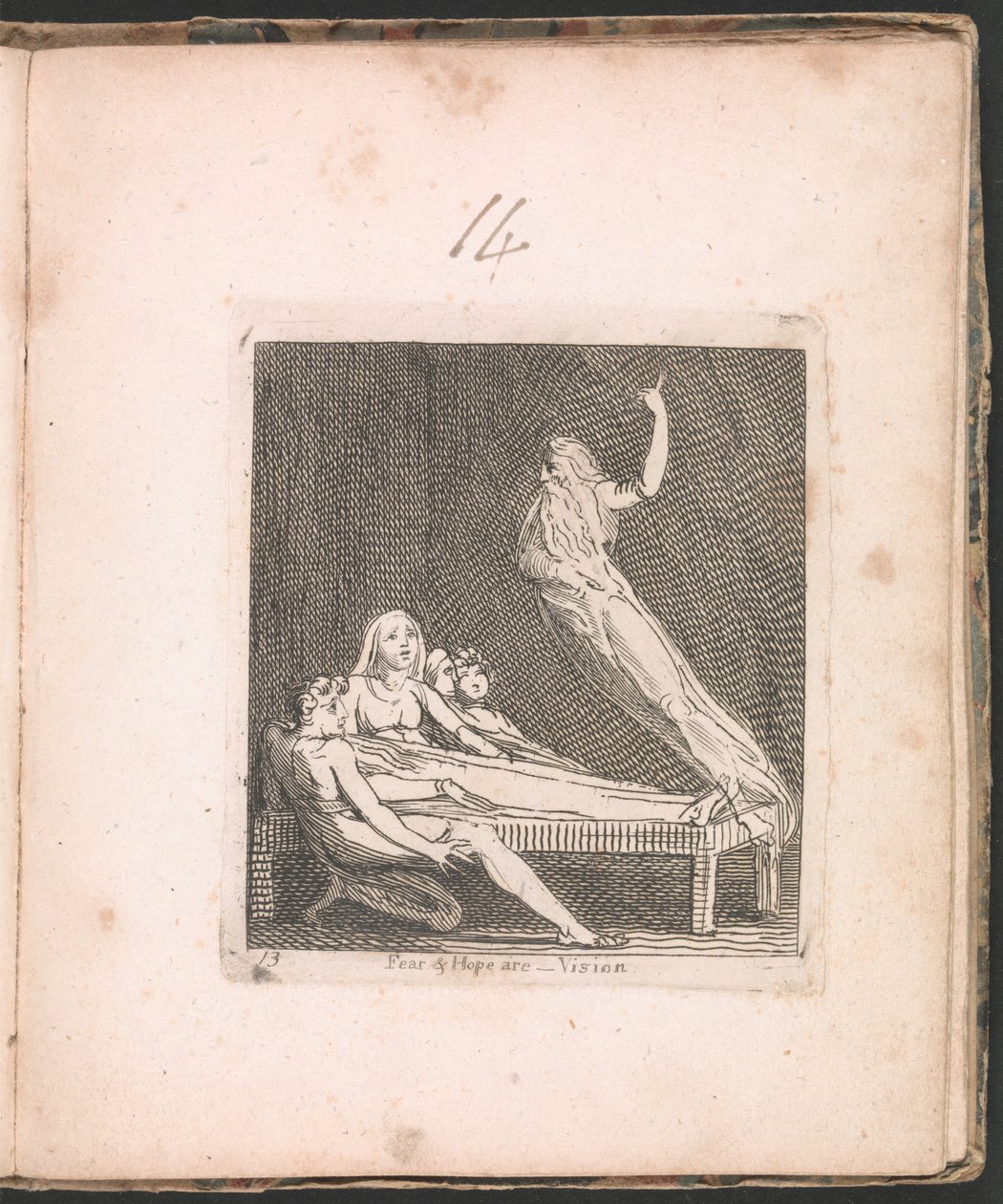 Miedo y esperanza son...Visión, lámina 14 de Para Niños. Las Puertas del Paraíso, 1793 de William Blake