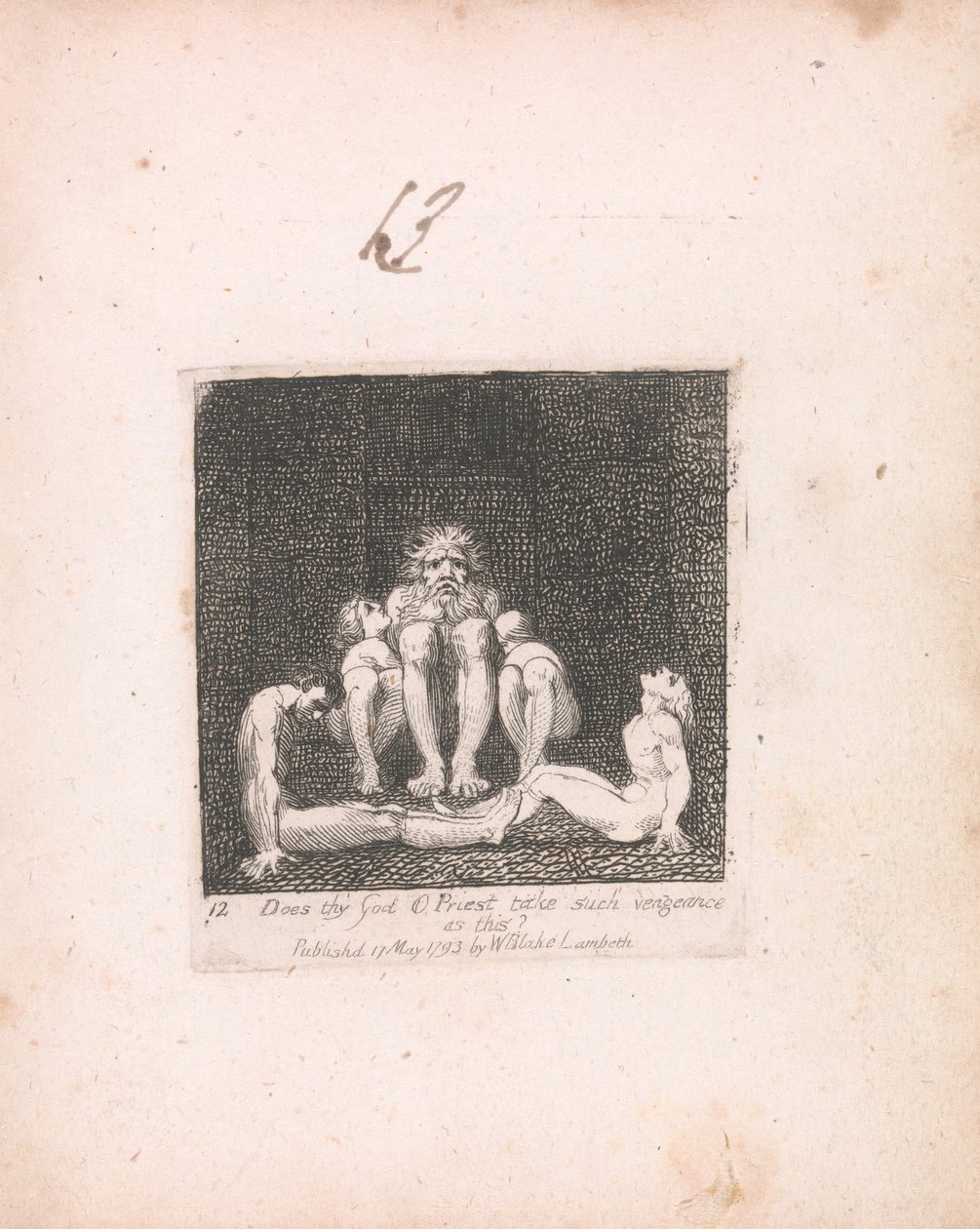 Para Niños. Las Puertas del Paraíso, Placa 14, ¿Toma tu Dios O Sacerdote tal venganza? de William Blake