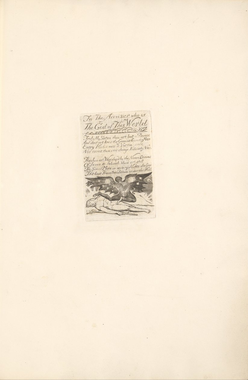 Para los Sexos- Las Puertas del Paraíso, Placa 19, Al Acusador... (Bentley 21) de William Blake