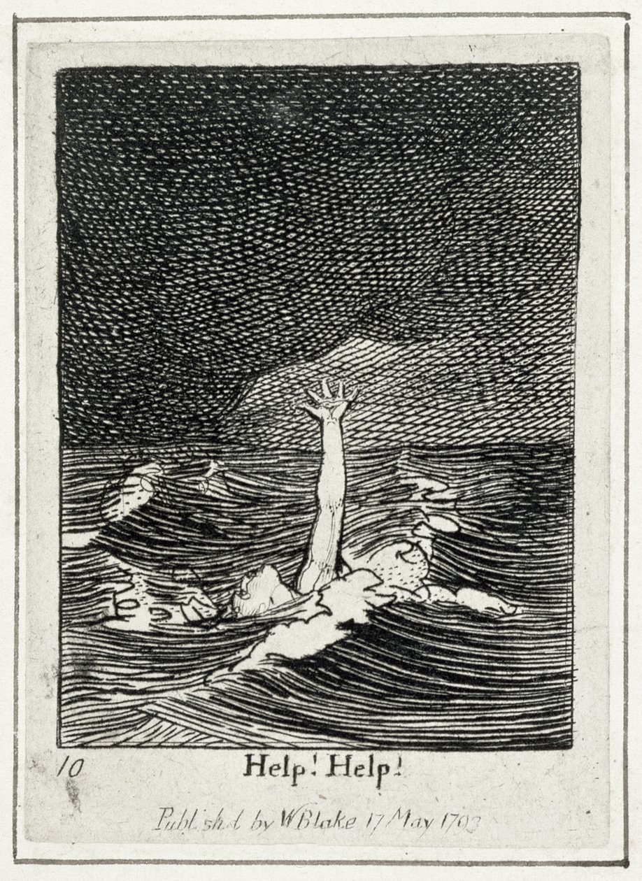 ¡Ayuda! ¡Ayuda!, lámina 10 de Para los sexos, Las puertas del paraíso, pub. 1793 de William Blake