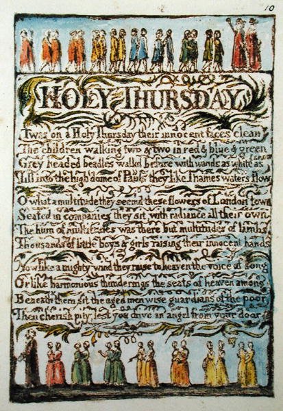 Holy Thursday, placa 10 (Bentley 19) de Canciones de Inocencia y de Experiencia (Bentley Copia L) 1789-94 de William Blake