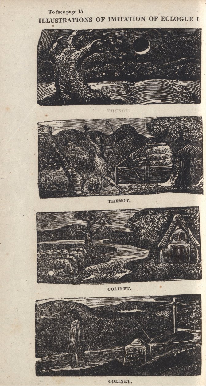 Ilustraciones de Imitación de Égloga I, Página 15 de William Blake