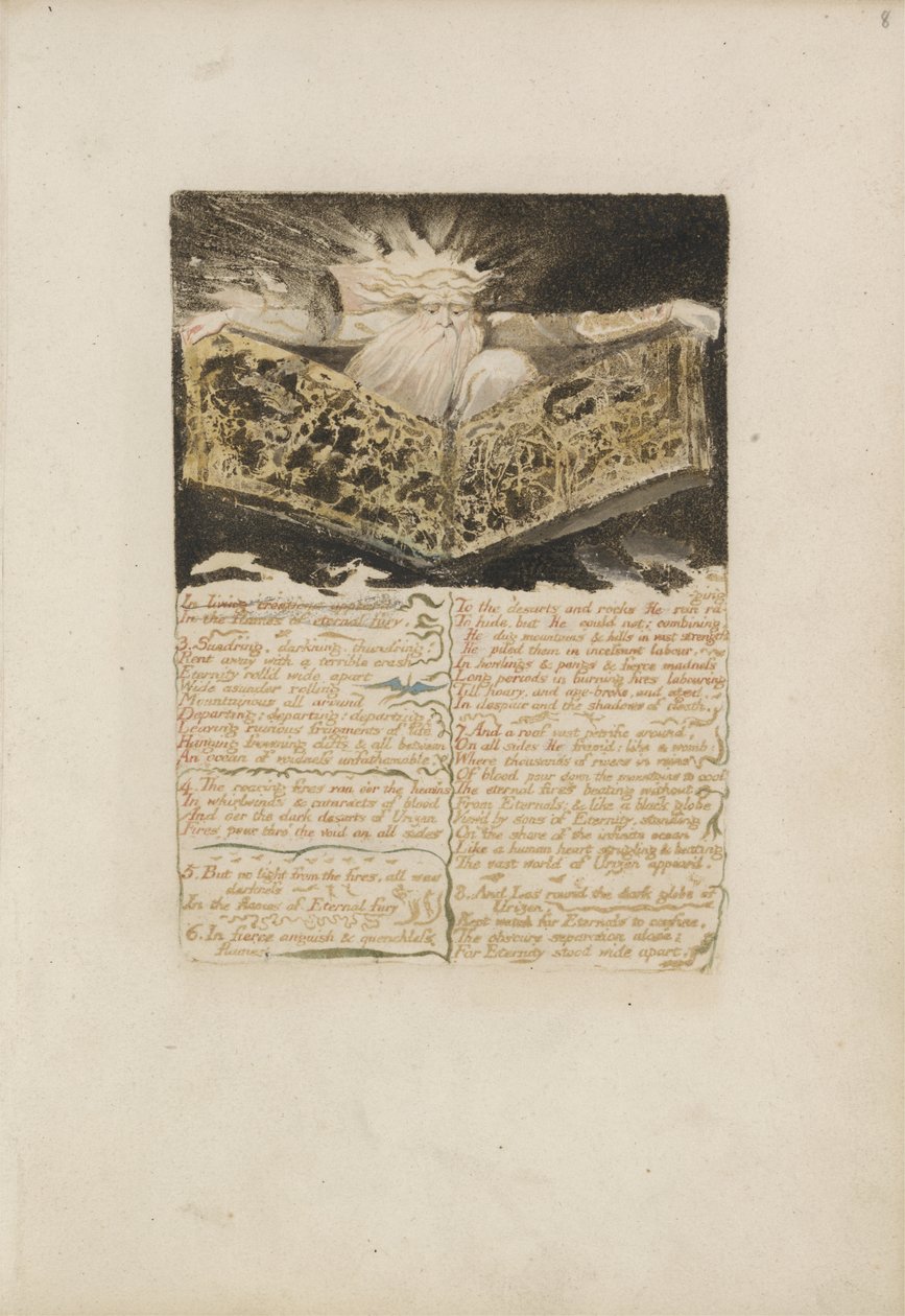 En las creaciones vivientes aparecieron..., placa 8 de El Primer Libro de Urizen, 1794 de William Blake