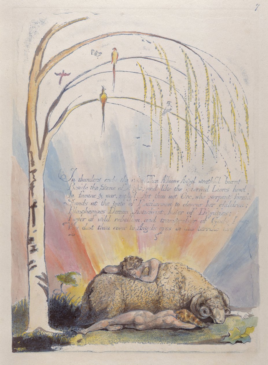 En truenos termina la voz..., lámina 9 de América: Una Profecía, 1793 de William Blake