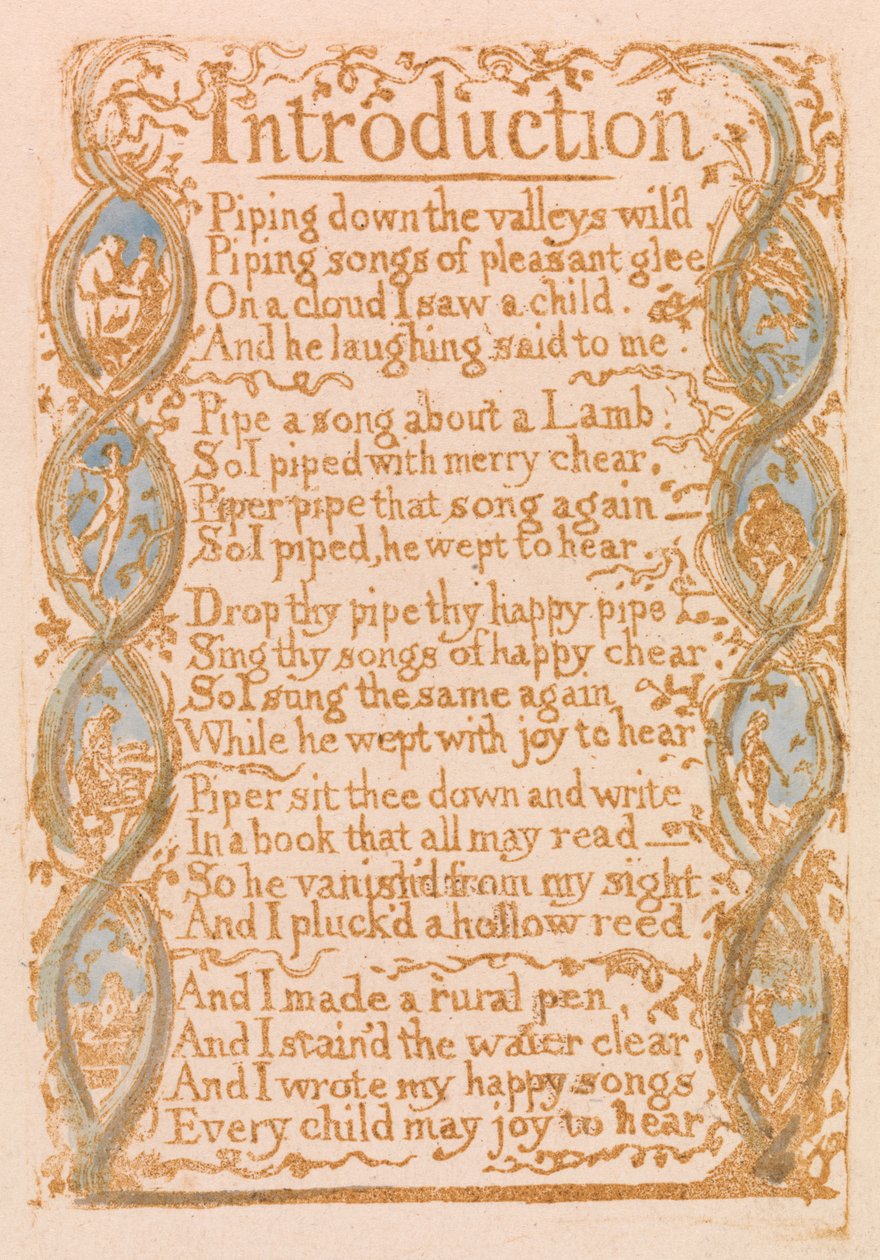 Introducción, placa 3 de Canciones de Inocencia, 1789 de William Blake