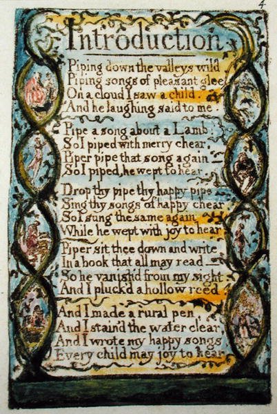 Introducción, placa 4 (Bentley 4) de Canciones de Inocencia y de Experiencia (Bentley Copia L) 1789-94 de William Blake