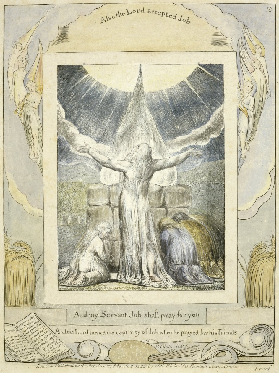 Job rezando (pl.18) del Libro de Job, c.1793 de William Blake