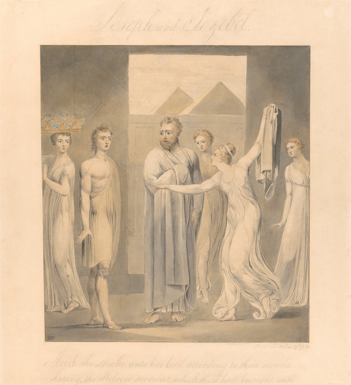 José y la esposa de Potifar de William Blake