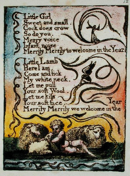 Niña pequeña... ilustración de Canciones de Inocencia y de Experiencia, (Bentley Copia L) pl.12 de William Blake