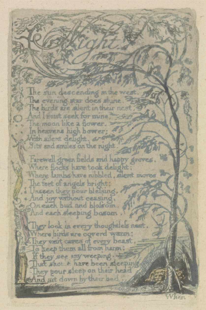 Noche, placa 29 de Canciones de Inocencia, 1789 de William Blake