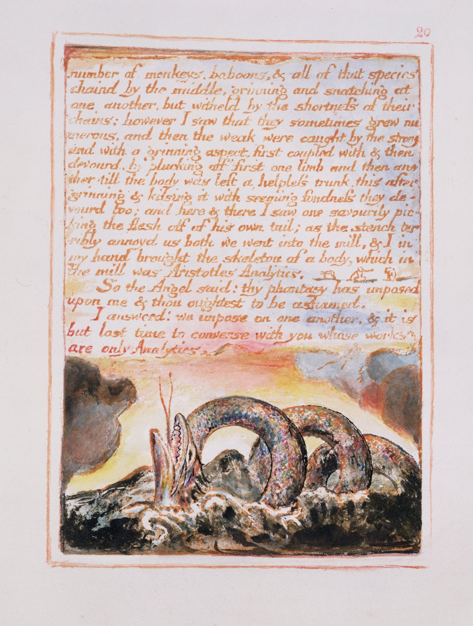 Número de monos, babuinos.., ilustración y texto de El matrimonio del cielo y el infierno, c.1790-3 de William Blake