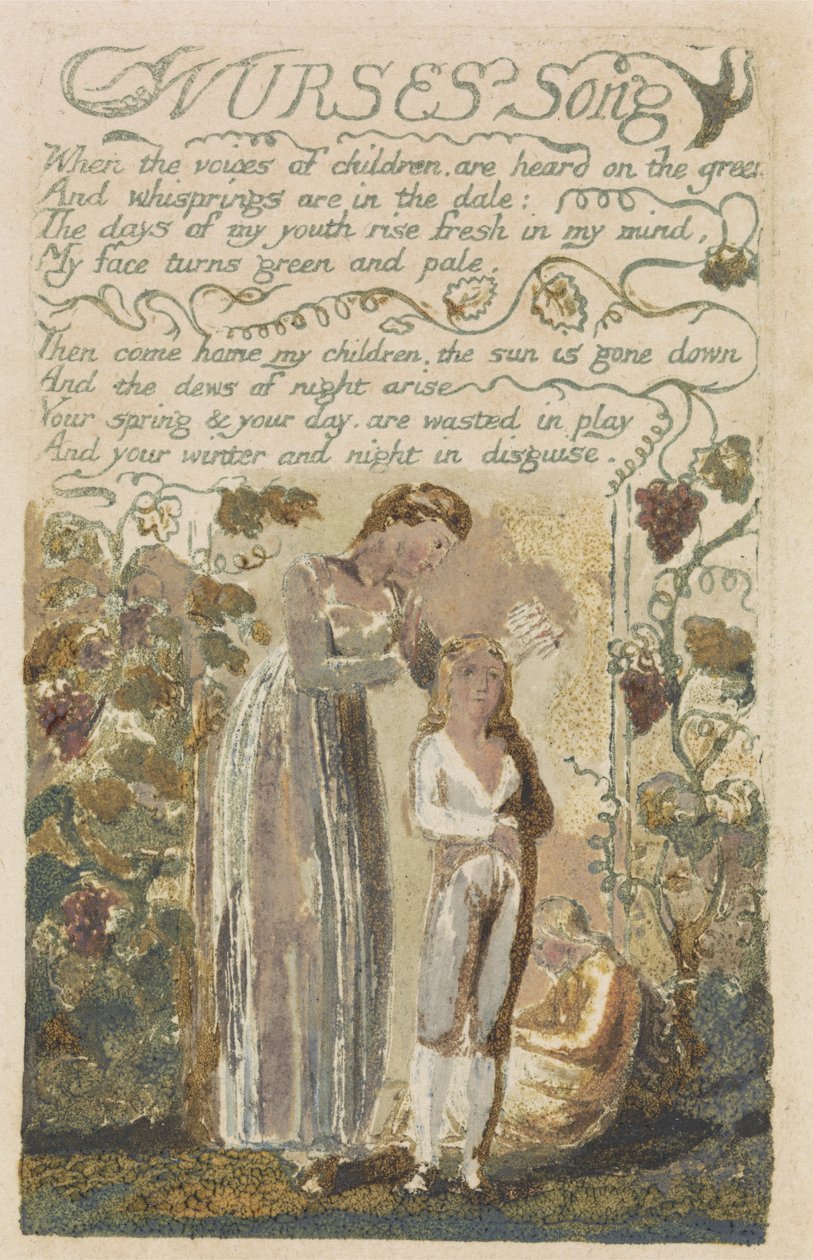 Canción de las enfermeras, lámina 36 de Canciones de Experiencia, 1794 de William Blake