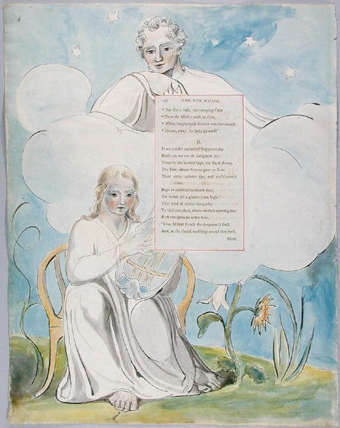 Oda para Música, diseño 96 de Los Poemas de Thomas Gray, 1797-98 de William Blake