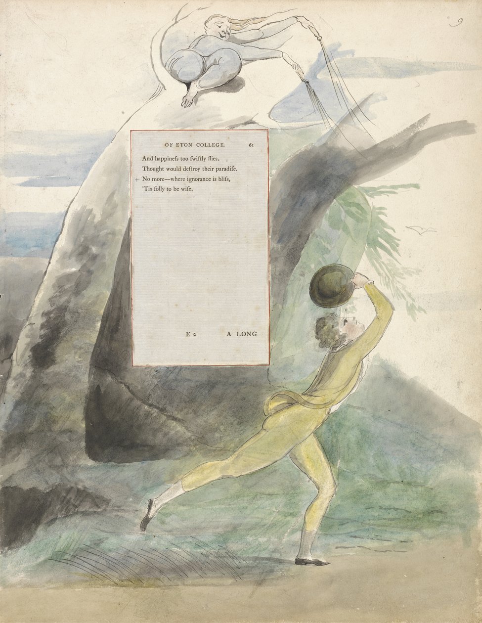 Oda sobre una Perspectiva Distante del Colegio Eton, diseño 21 para Los Poemas de Thomas Gray, 1797-98 de William Blake