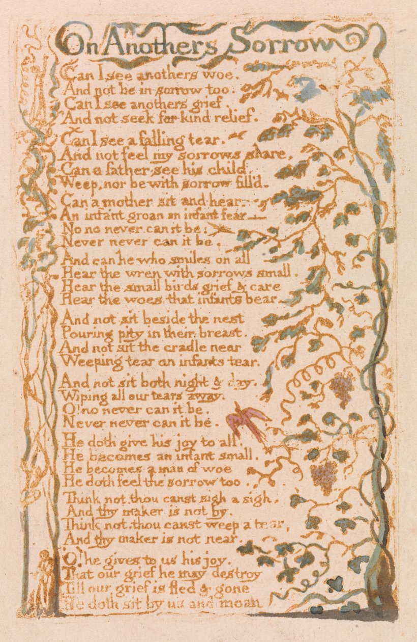 On Anothers Sorrow, placa 24 de Canciones de Inocencia, 1789 de William Blake