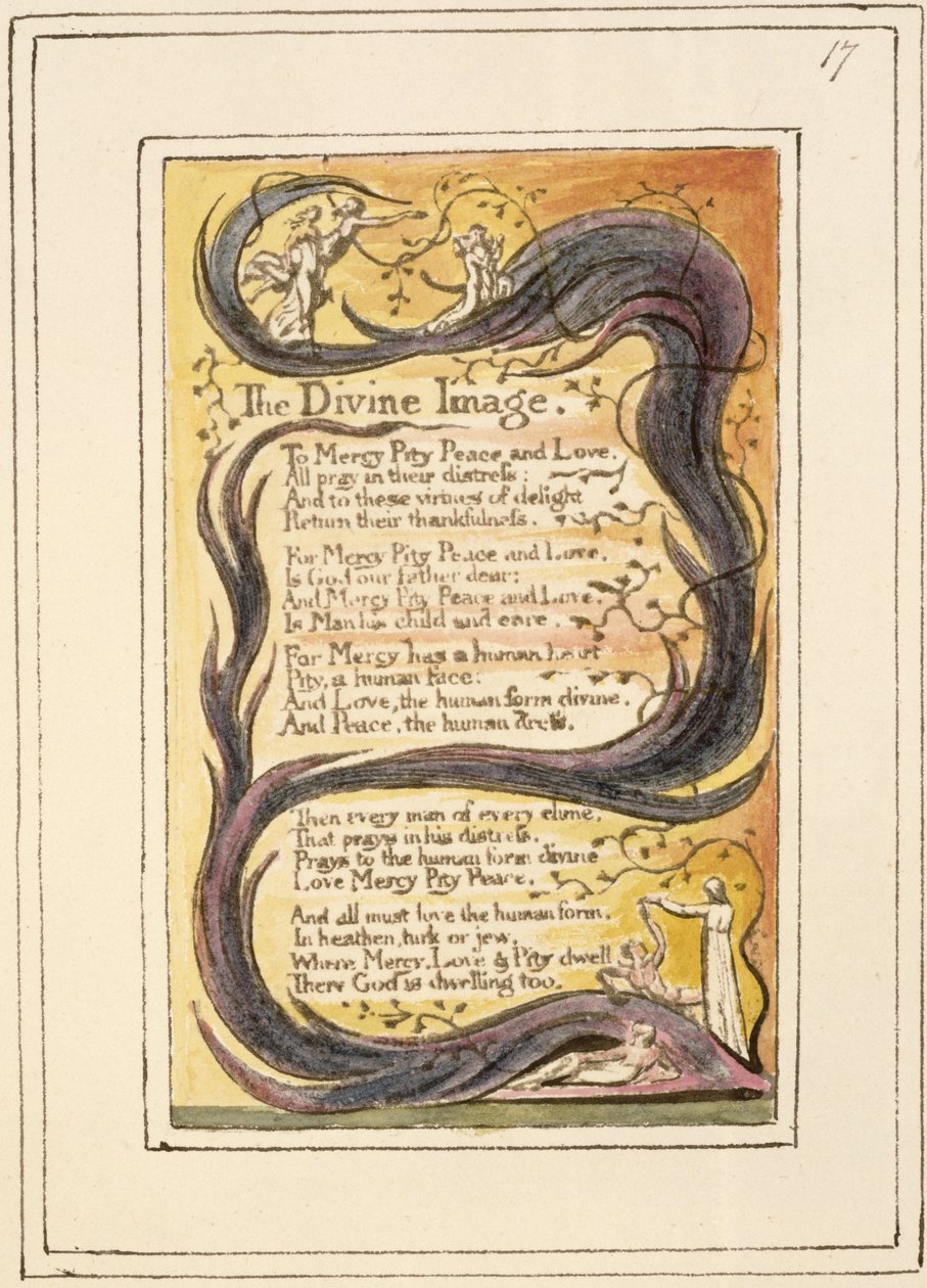 La Imagen Divina: placa 17 de Canciones de Inocencia y de Experiencia (copia R) c.1802-08 de William Blake