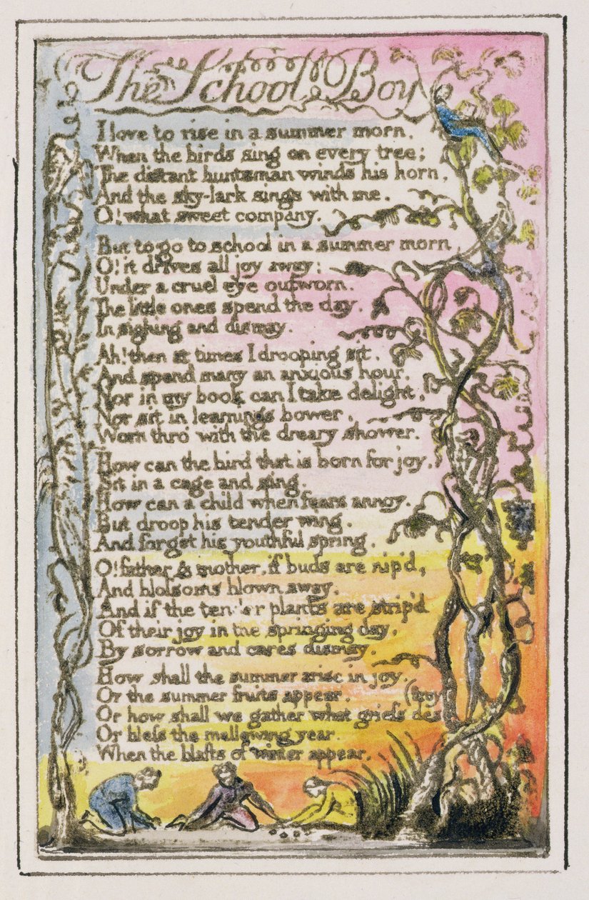 El escolar: placa 21 de Canciones de Inocencia y de Experiencia (copia R) c.1802-08 de William Blake