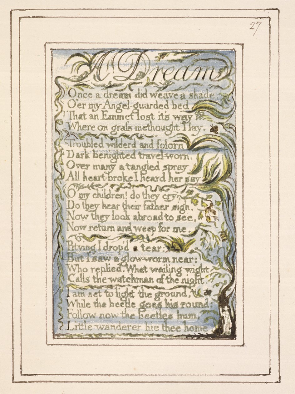 Un Sueño: placa 27 de Canciones de Inocencia y de Experiencia (copia R) c.1802-08 de William Blake