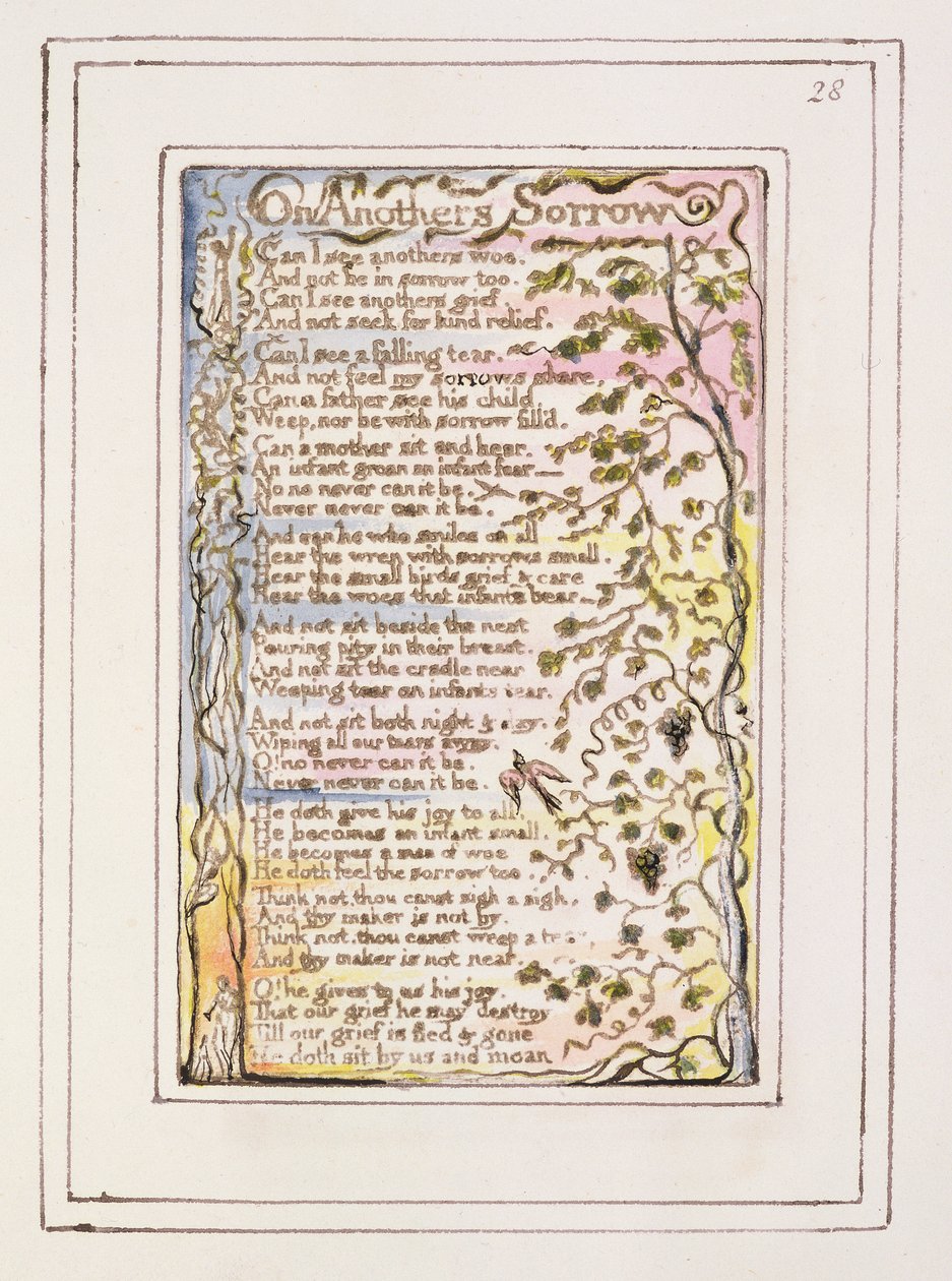 En el Dolor de Otro: placa 28 de Canciones de Inocencia y de Experiencia (copia R) c.1802-08 de William Blake