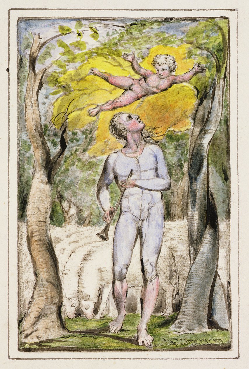Frontispicio de Canciones de Inocencia: placa 1 de Canciones de Inocencia y de Experiencia (copia R) c.1802-08 de William Blake