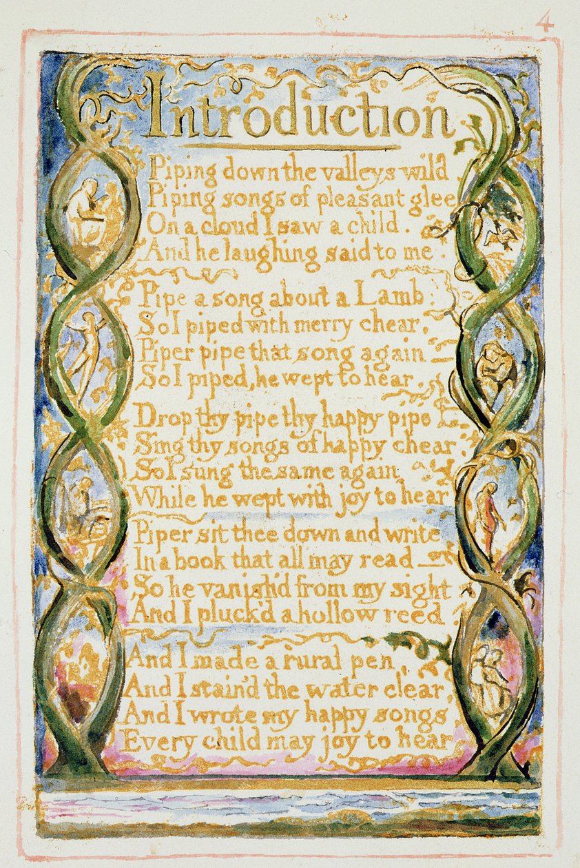 Introducción a Canciones de Experiencia: placa 30 de Canciones de Inocencia y de Experiencia (copia AA) c.1815-26 de William Blake