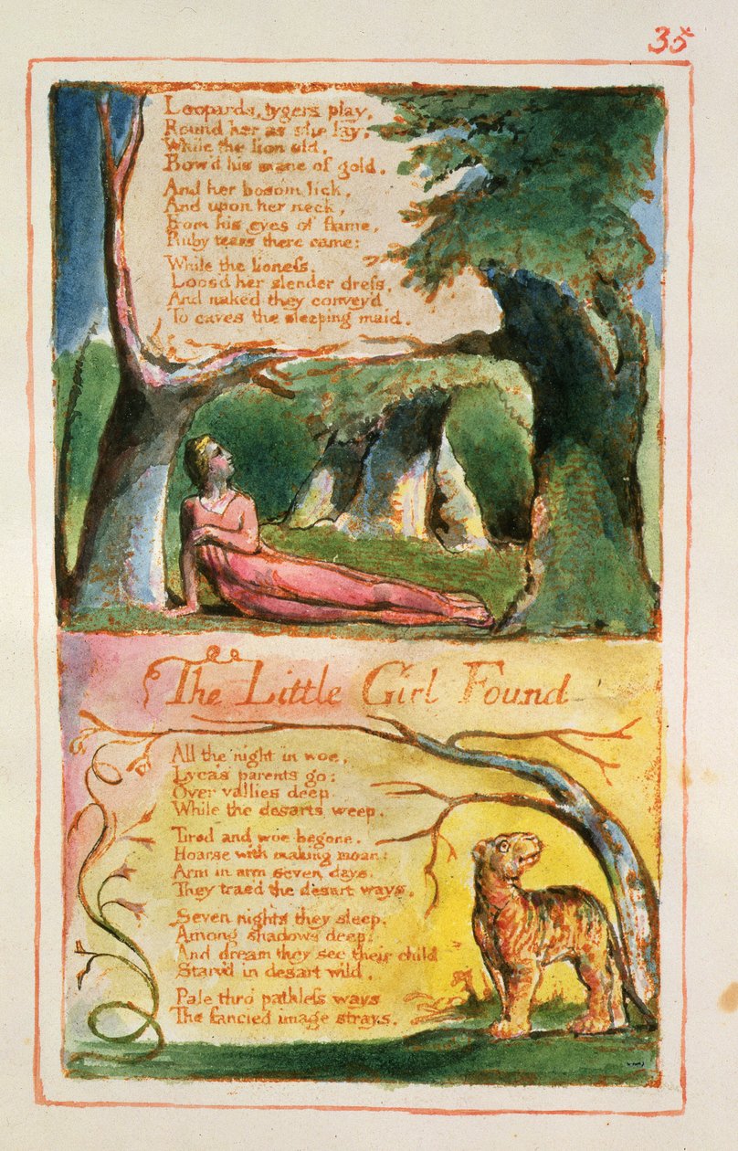 La Niña Encontrada: placa 35 de Canciones de Inocencia y de Experiencia (copia AA) c.1815-26 de William Blake