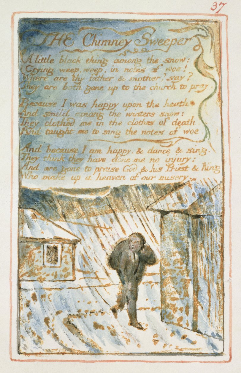 El deshollinador: lámina 37 de Canciones de Inocencia y de Experiencia (copia AA) c.1815-26 de William Blake