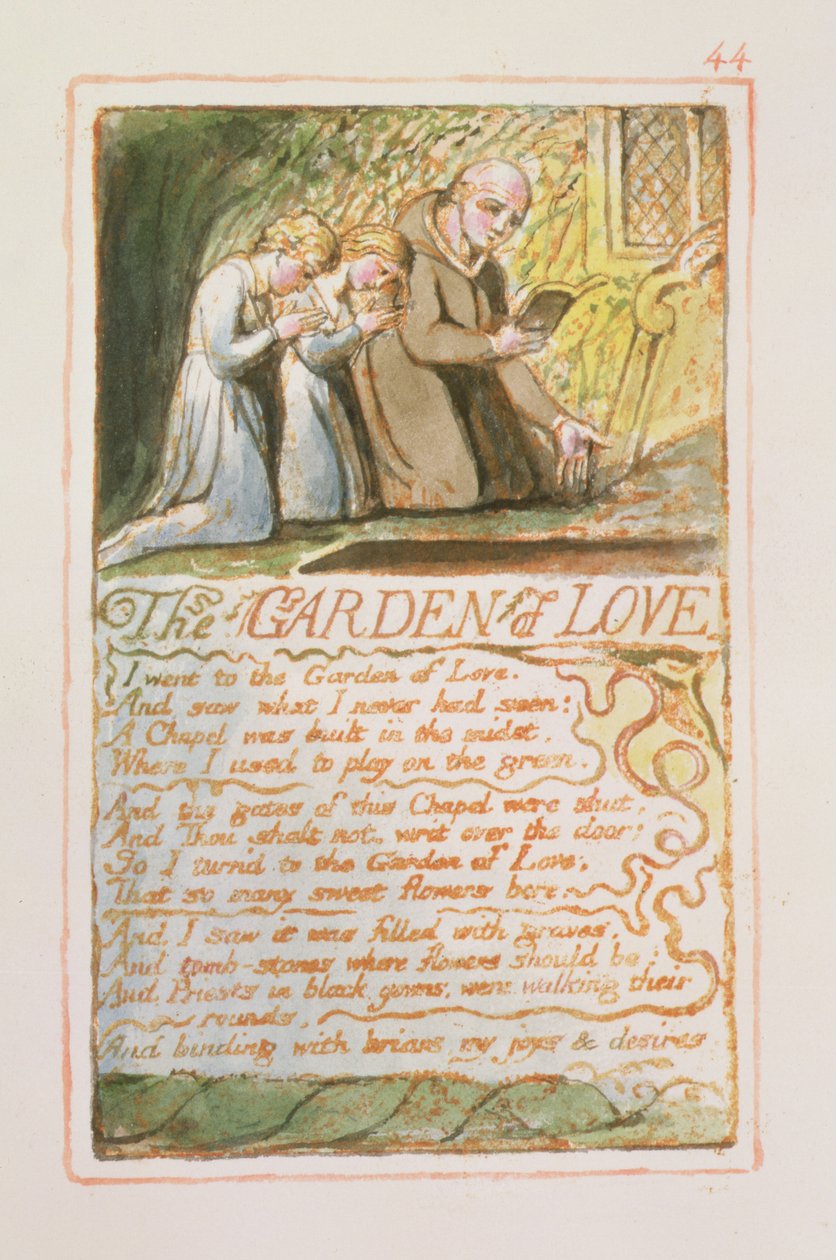 El jardín del amor: placa 44 de Canciones de Inocencia y de Experiencia (copia AA) c.1815-26 de William Blake