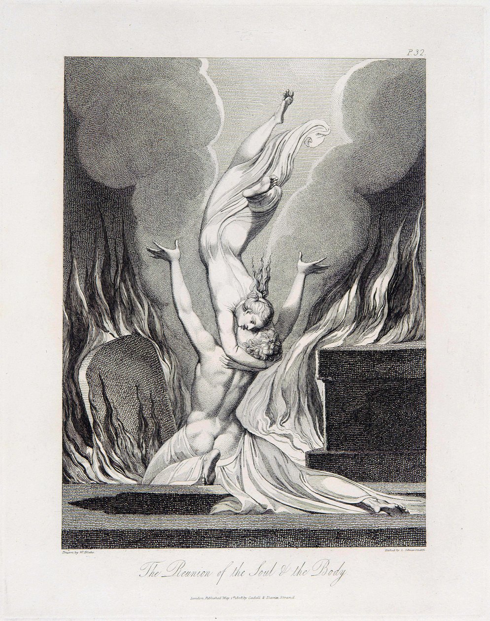 Robert Blair, The Grave, objeto 13 (Bentley 435-12) La Reunión del Alma y el Cuerpo de William Blake