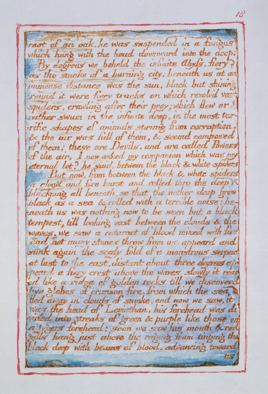 Raíz de un roble, estaba suspendido en un hongo..., texto de El matrimonio del cielo y el infierno, c.1790-3 de William Blake