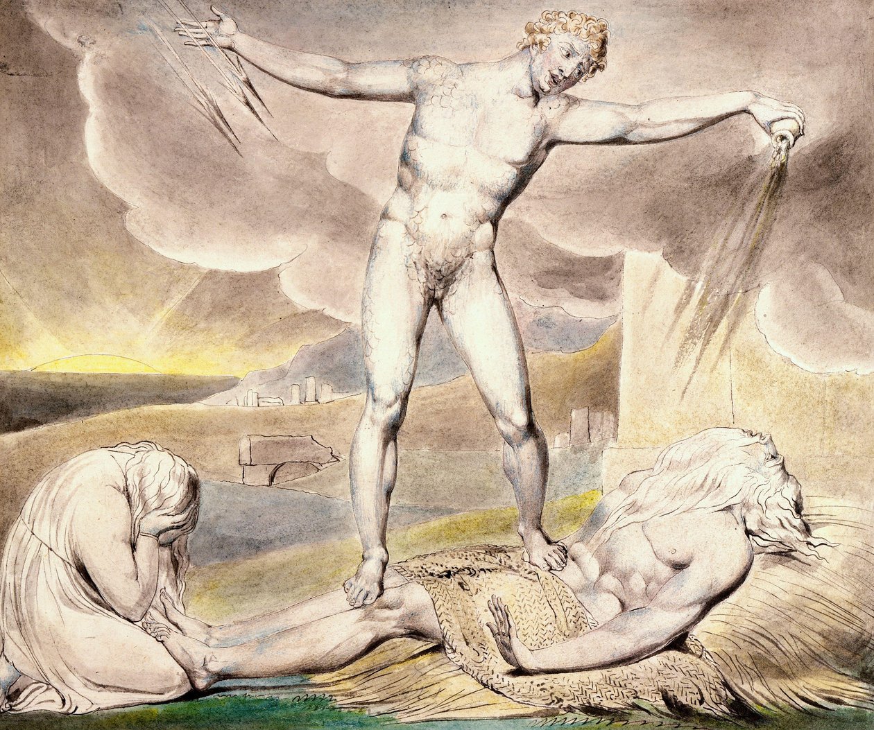 Satanás golpeando a Job con llagas de William Blake