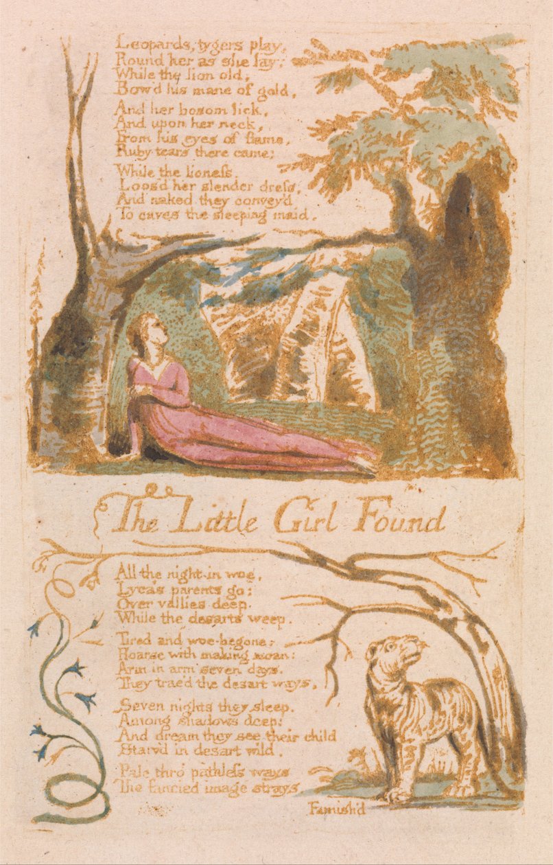 Canciones de Inocencia, Placa 6, La Pequeña Niña Encontrada (Bentley 35) de William Blake