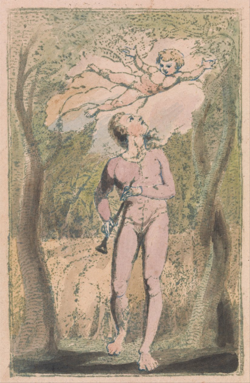 Canciones de inocencia y de experiencia, placa 1, frontispicio de inocencia (Bentley 2) de William Blake