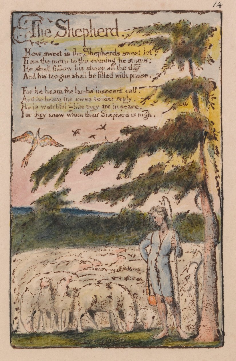 Canciones de inocencia y de experiencia, placa 14, El pastor (Bentley 5) de William Blake