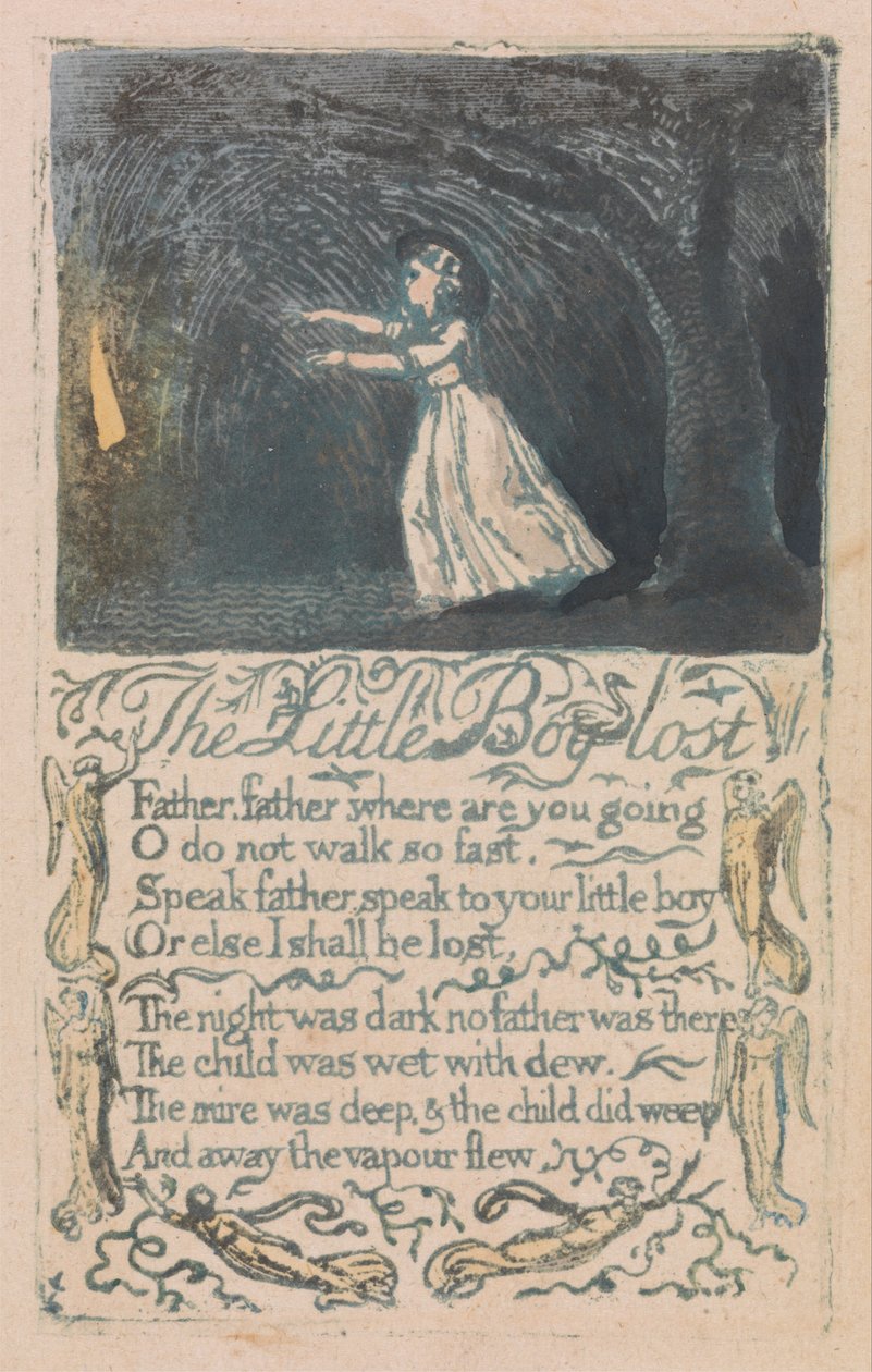 Canciones de inocencia y de experiencia, placa 16, El niño perdido (Bentley 13) de William Blake