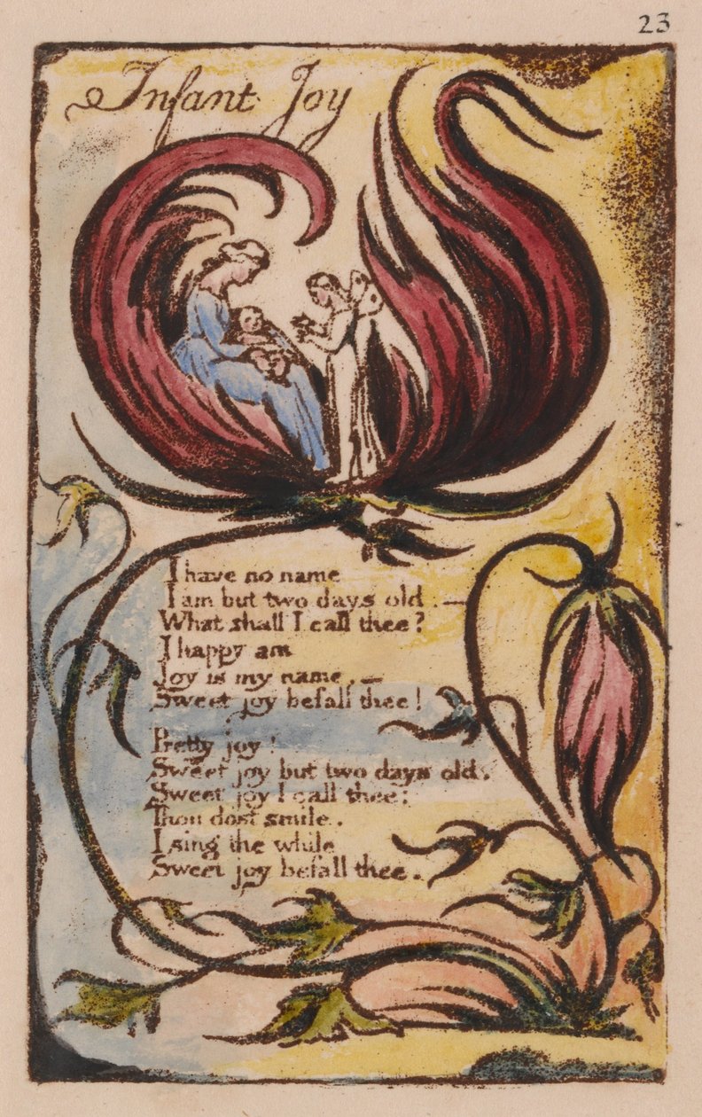 Canciones de inocencia y de experiencia, placa 23, Alegría infantil (Bentley 25) de William Blake