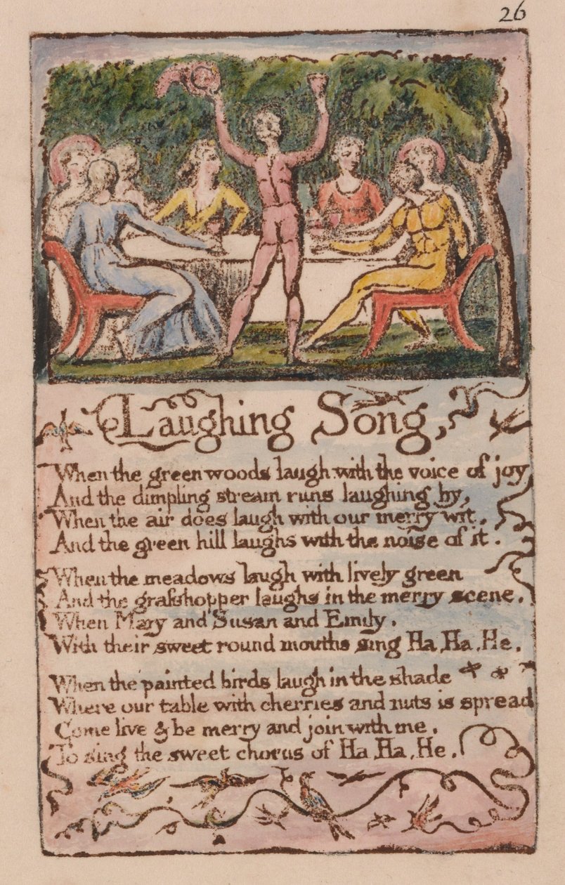 Canciones de inocencia y de experiencia, placa 26, Canción de risa (Bentley 15) de William Blake