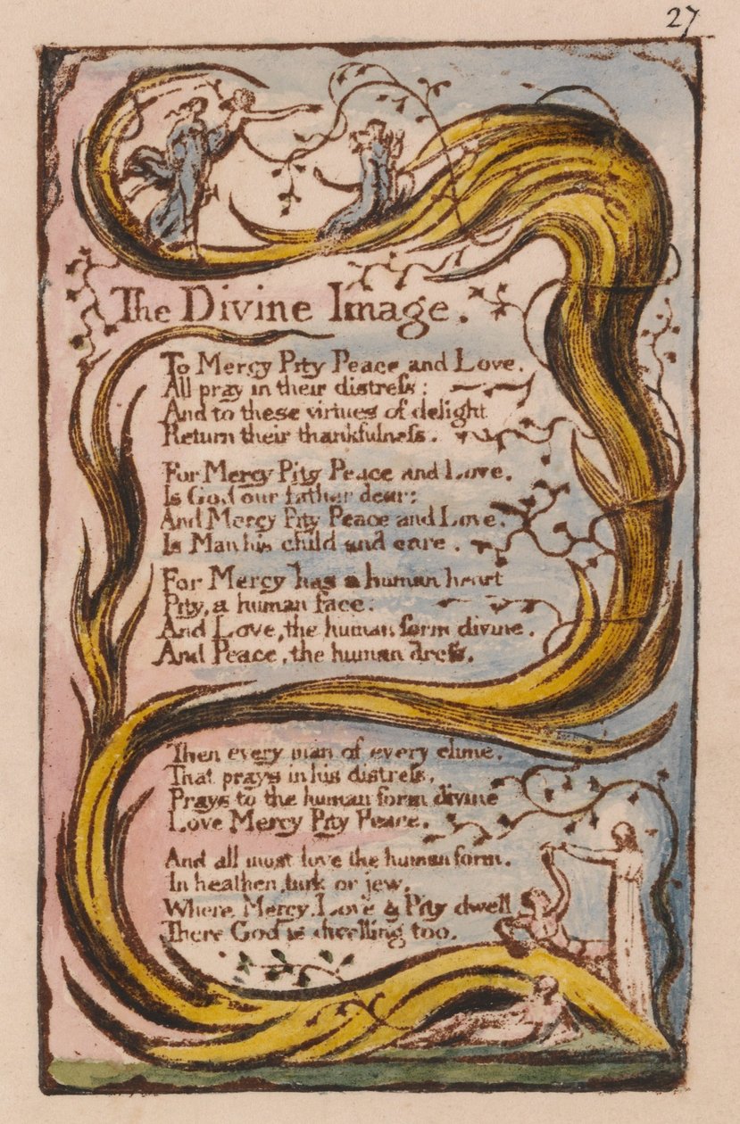Canciones de inocencia y de experiencia, placa 27, La imagen divina (Bentley 18) de William Blake