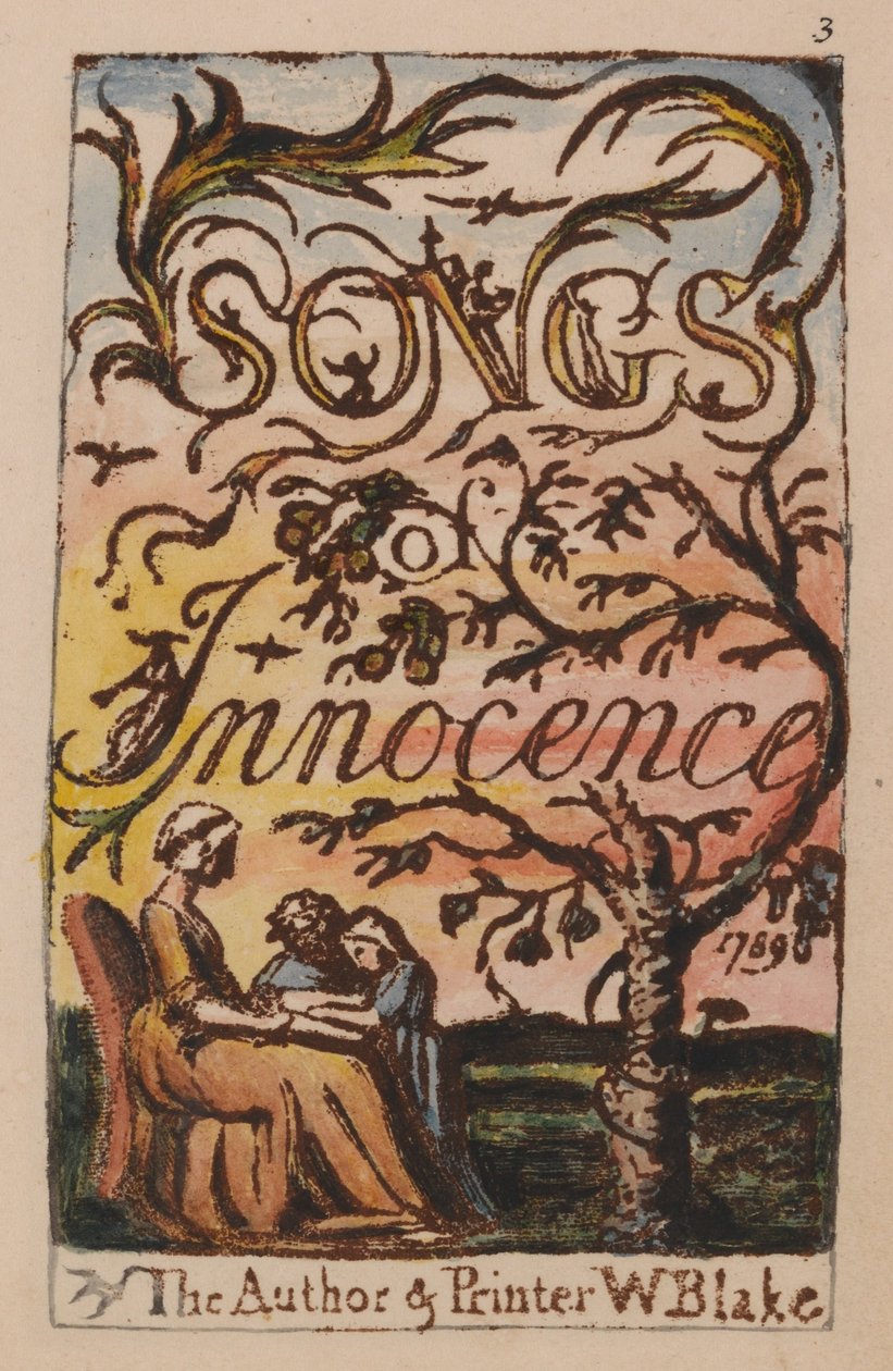 Canciones de inocencia y de experiencia, placa 3, página de título de inocencia (Bentley 3) de William Blake