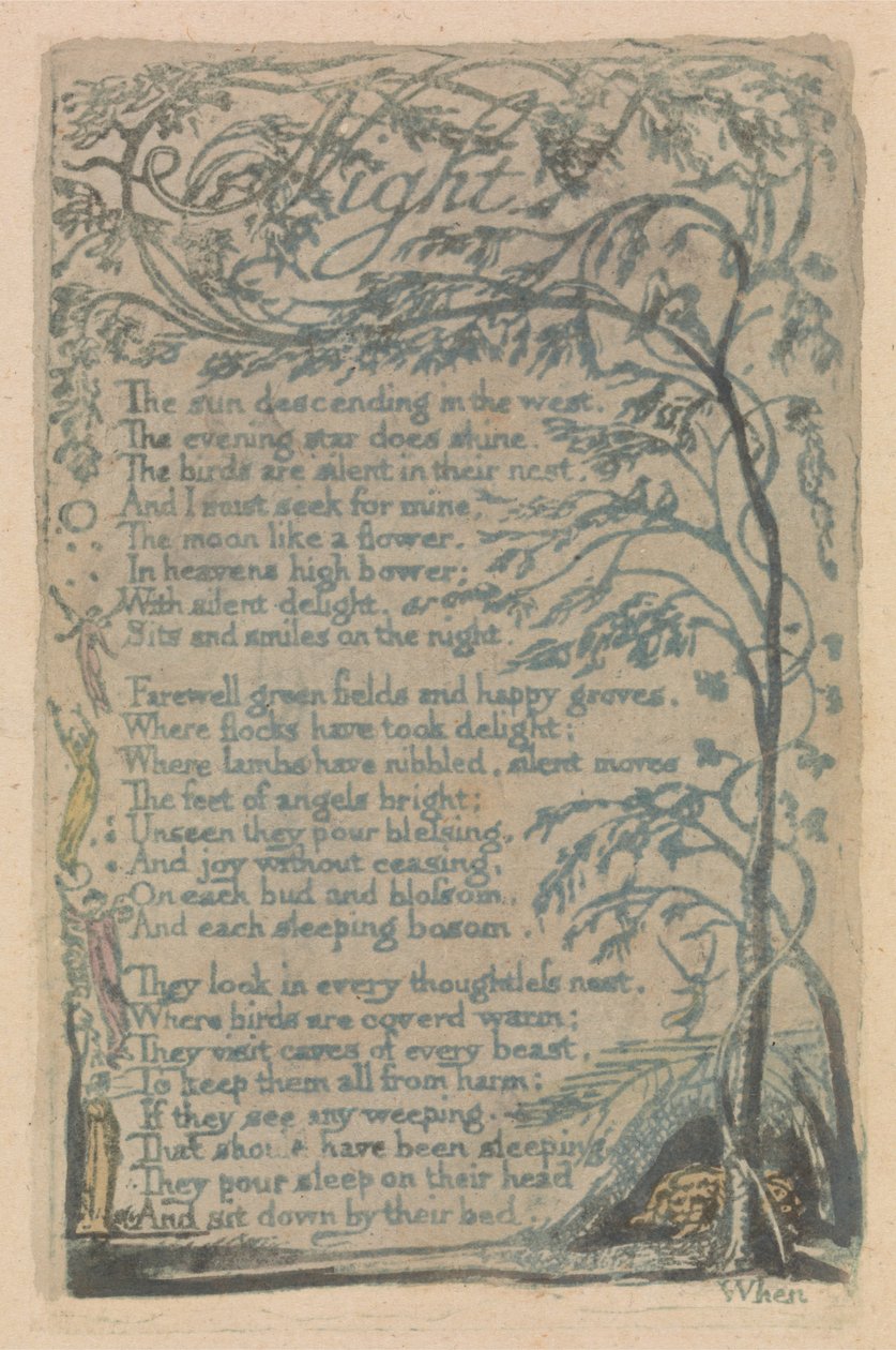 Canciones de inocencia y de experiencia, placa 30, Noche (Bentley 20) de William Blake