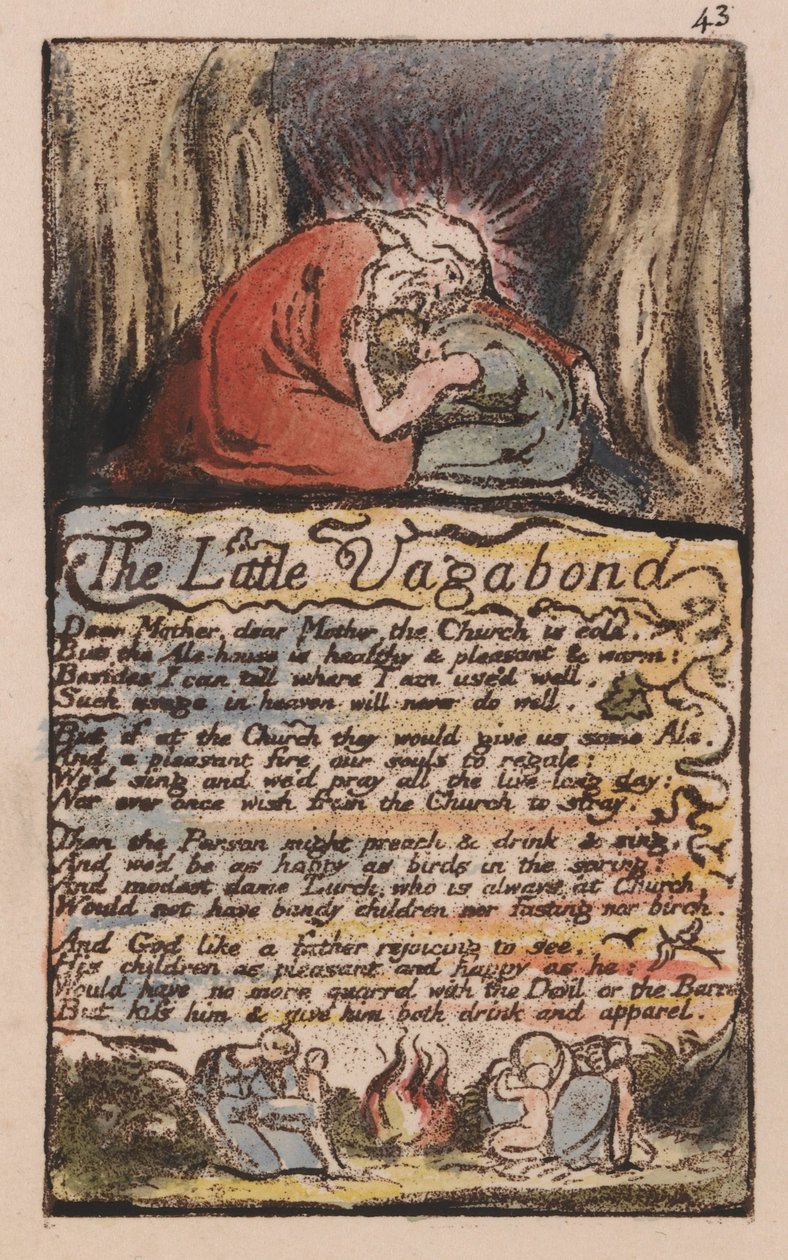 Canciones de Inocencia y de Experiencia, Placa 43, El Pequeño Vagabundo (Bentley 45) de William Blake