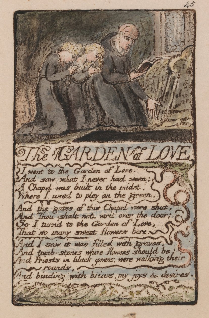 Canciones de Inocencia y de Experiencia, Placa 45, El Jardín del Amor (Bentley 44) de William Blake