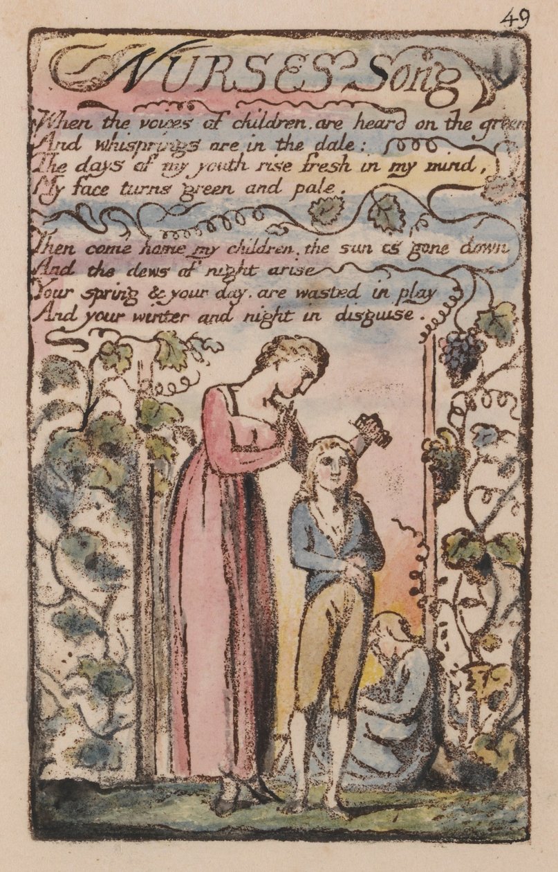 Canciones de Inocencia y de Experiencia, Placa 49, Canción de la Enfermera (Bentley 38) de William Blake