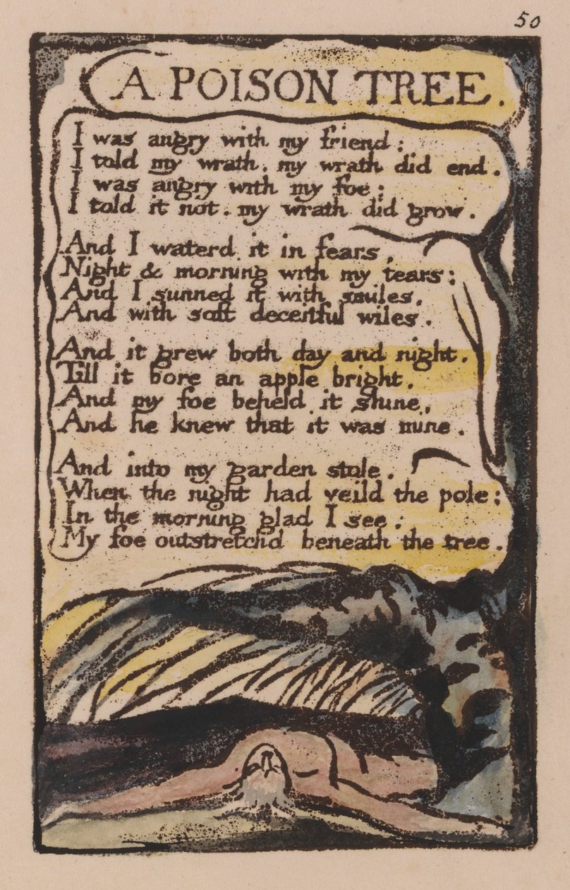 Canciones de Inocencia y de Experiencia, Placa 50, Un Árbol Venenoso (Bentley 49) de William Blake