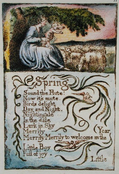 Primavera, ilustración de Canciones de Inocencia y de Experiencia, (Bentley Copia L) pl.11 de William Blake