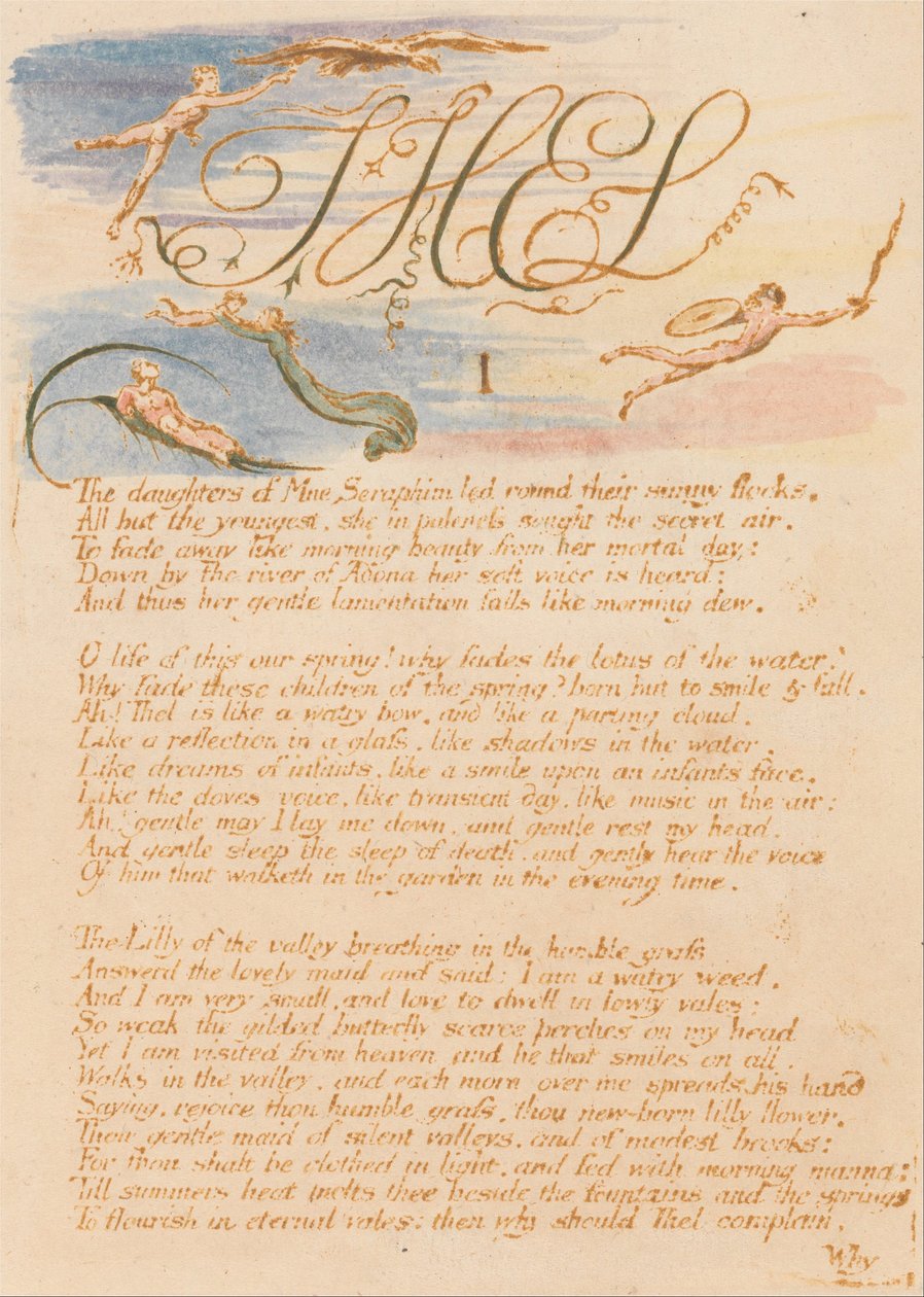 El Libro de Thel, Placa 3, Thel , I , Las hijas de Mne Serafín . . . . de William Blake