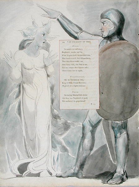 El descenso de Odín, diseño 84 de Los poemas de Thomas Gray, 1797-98 de William Blake