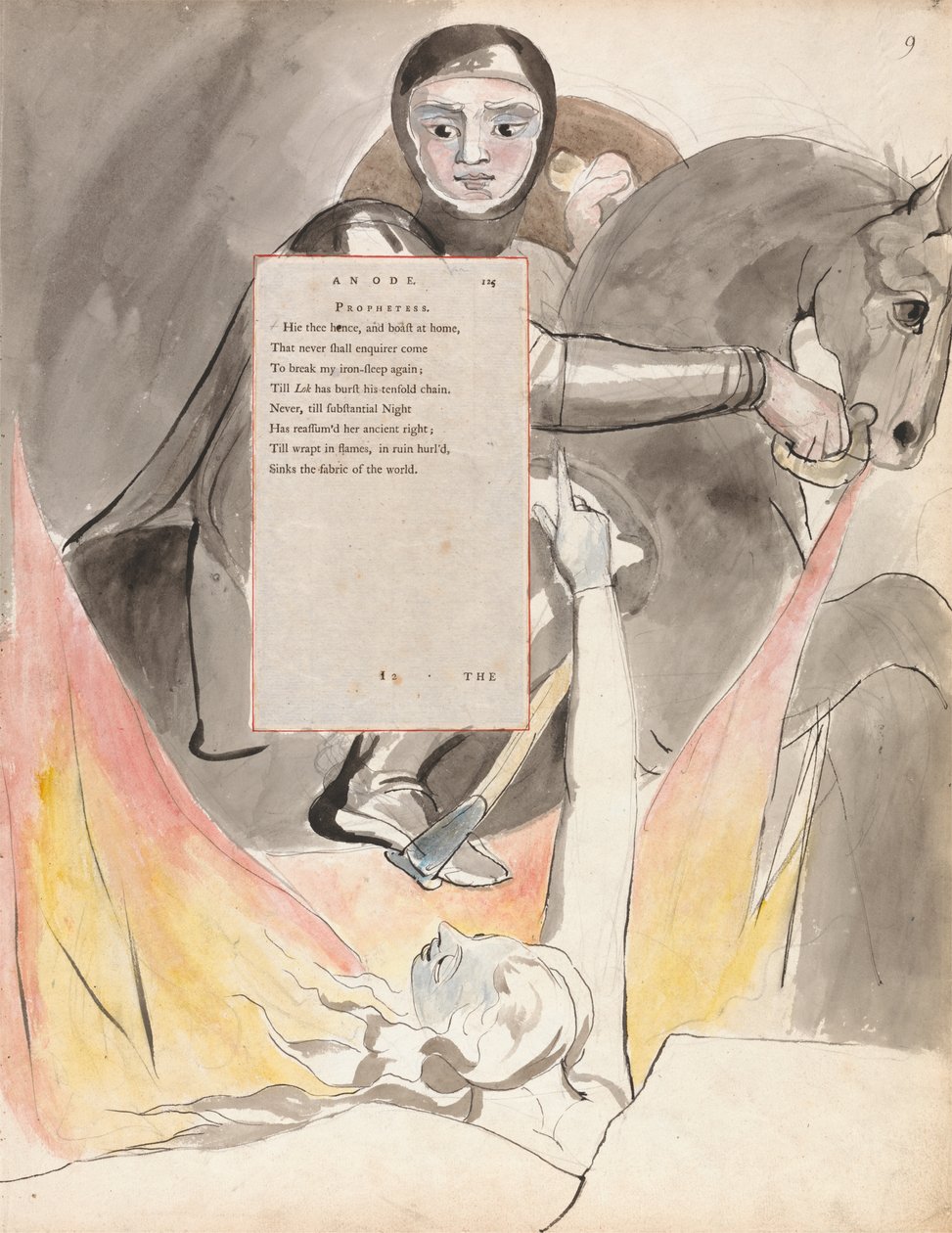El descenso de Odín, diseño 85 de Los poemas de Thomas Gray, 1797-98 de William Blake