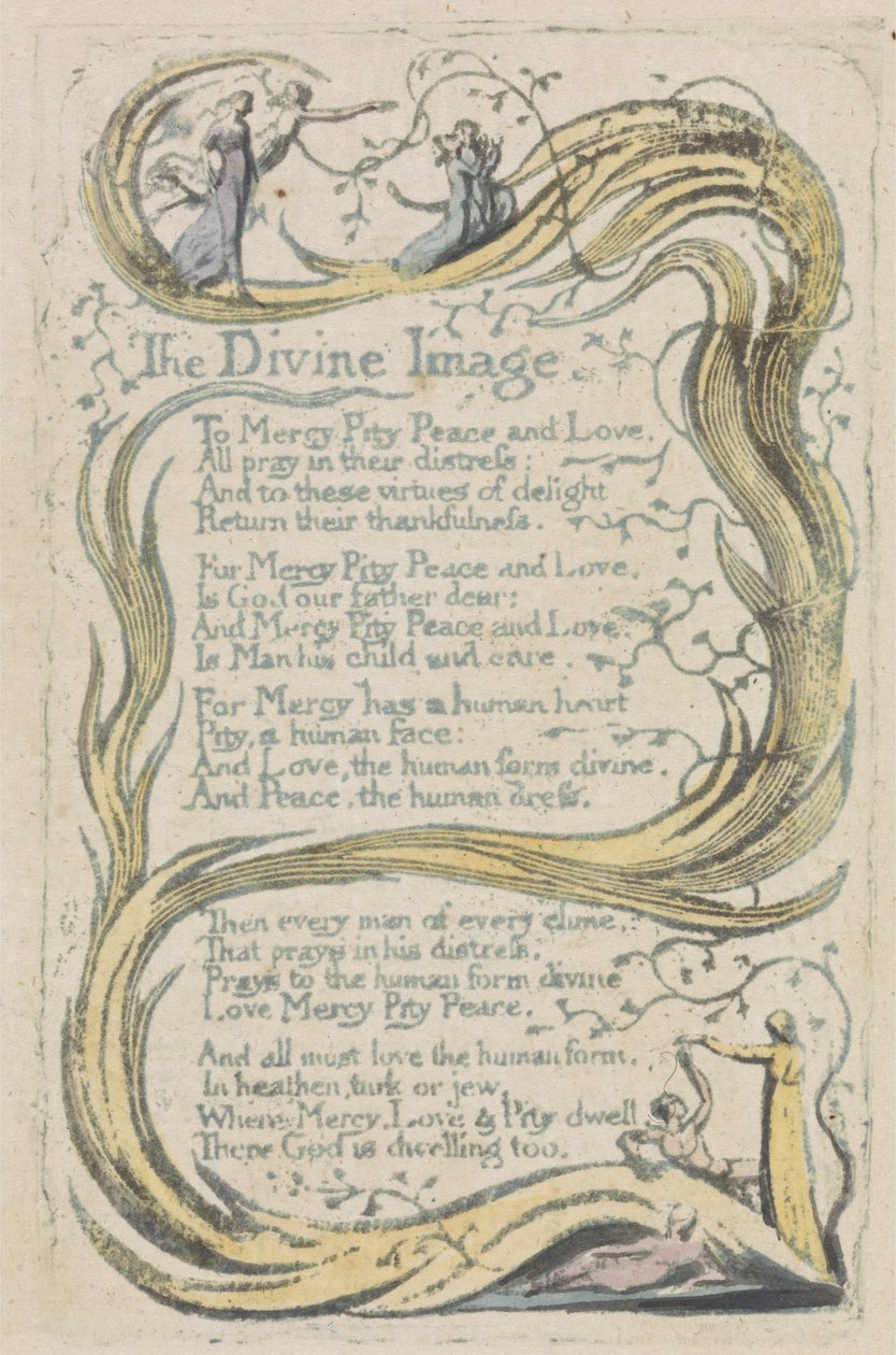 La imagen divina, placa 23 de Canciones de Inocencia, 1789 de William Blake